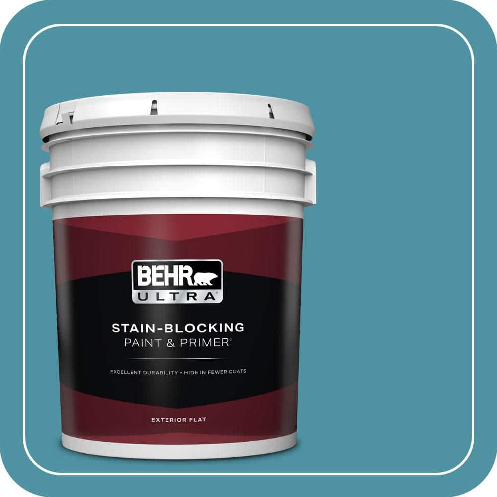 BEHR ULTRA 5 gal. #530D-6 Teal Bayou Flat Exterior Paint & Primer