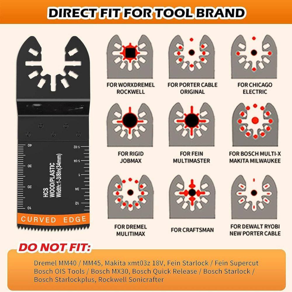 Unbranded 30 PCS Titanium Oscillating Saw Blades with Curved-Edge Design for Wood Metal Compatible with Dewalt Ryobi (30-Pack) (2)