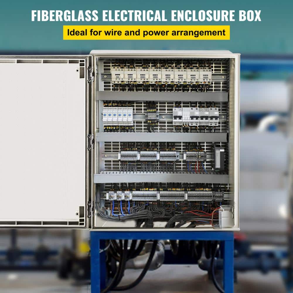VEVOR 2.5 cu. ft. Electrical Enclosure Box 24 in. x 20 in. x 9 in. NENA 4X IP66 Junction Box Fiberglass with Mounting Plate (2)