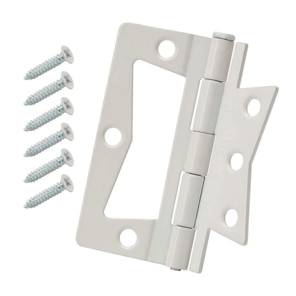 Everbilt 2-Pack 2-1/2 in. White Non-Mortise Surface Mount Door Hinge (1)