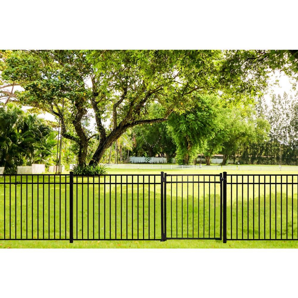 Weatherables Cypress 4 ft. W x 4.5 ft. H Black Aluminum Fence Gate Kit (2)