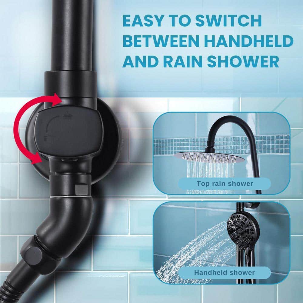 AVITAS 7-Spray Slide Wall Bar Shower Kit with Hand Shower with Soap Holder in Matte Black (Valve Not Included) (2)