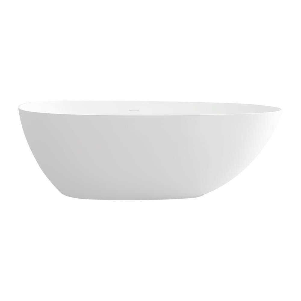 Zeus & Ruta 67 in. x 33.5 in. Soaking Bathtub with Center Drain in Matt White (2)