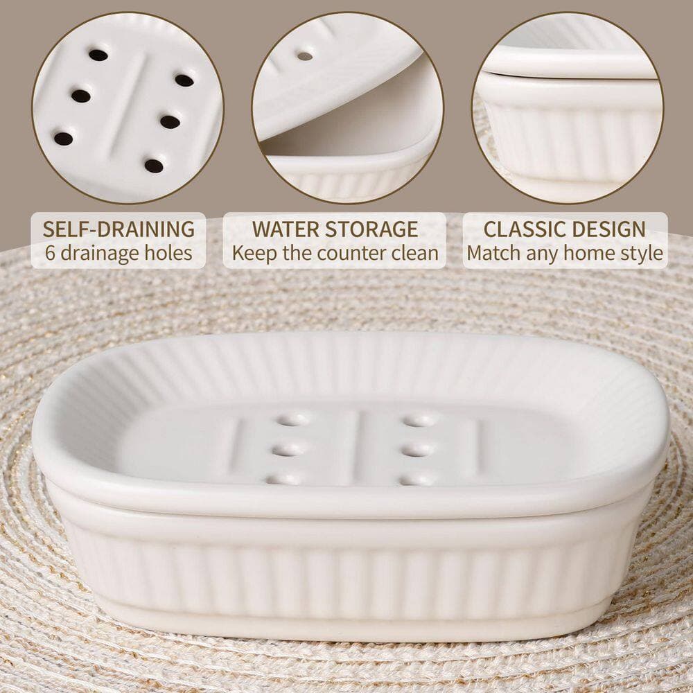 Wudkey Bathroom Accessory Set, 5-Piece Ceramic Bathroom Accessories Set, Classic Design Bathroom Accessories Sets Complete (3)