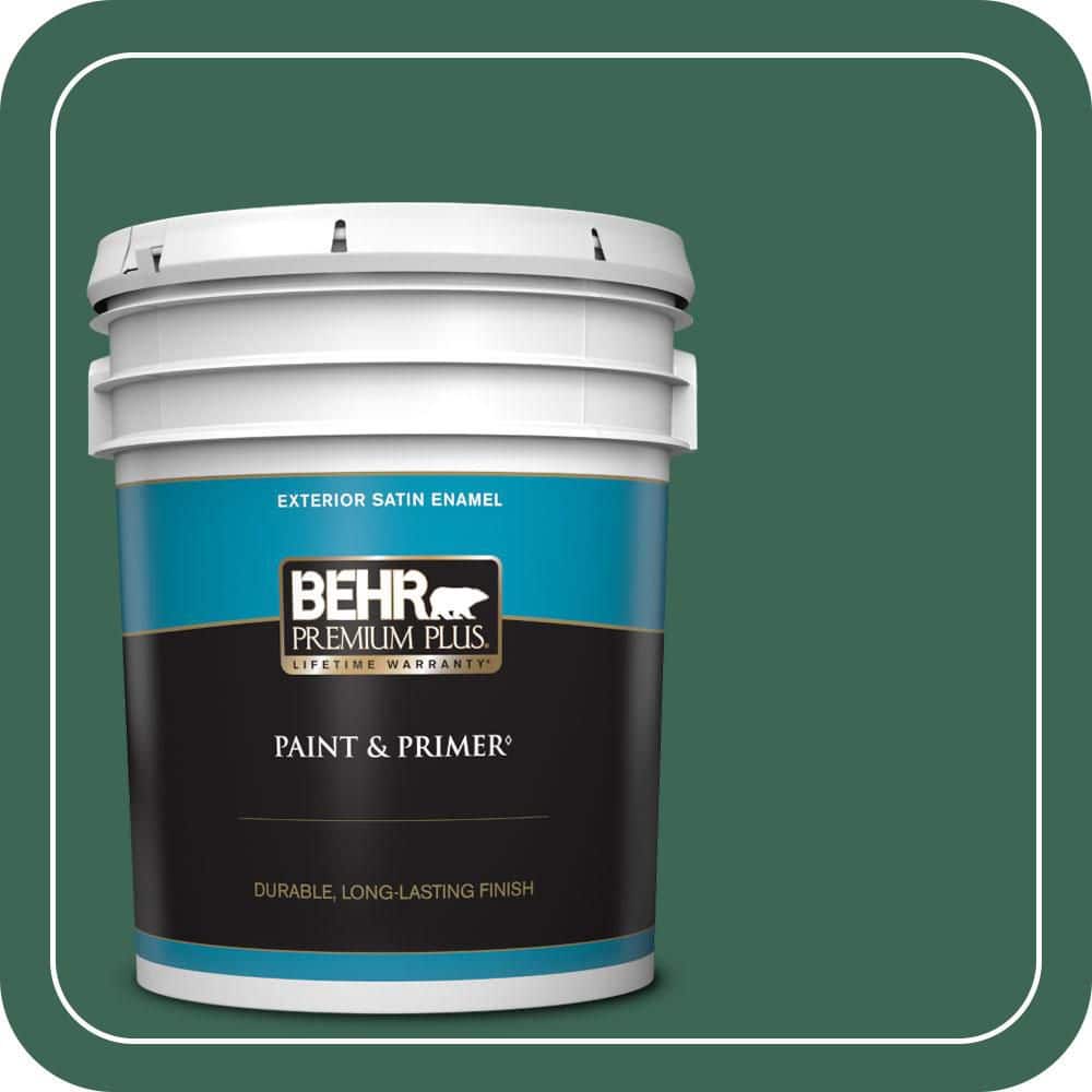 BEHR PREMIUM PLUS 5 gal. #480D-7 Isle of Pines Satin Enamel Exterior Paint & Primer