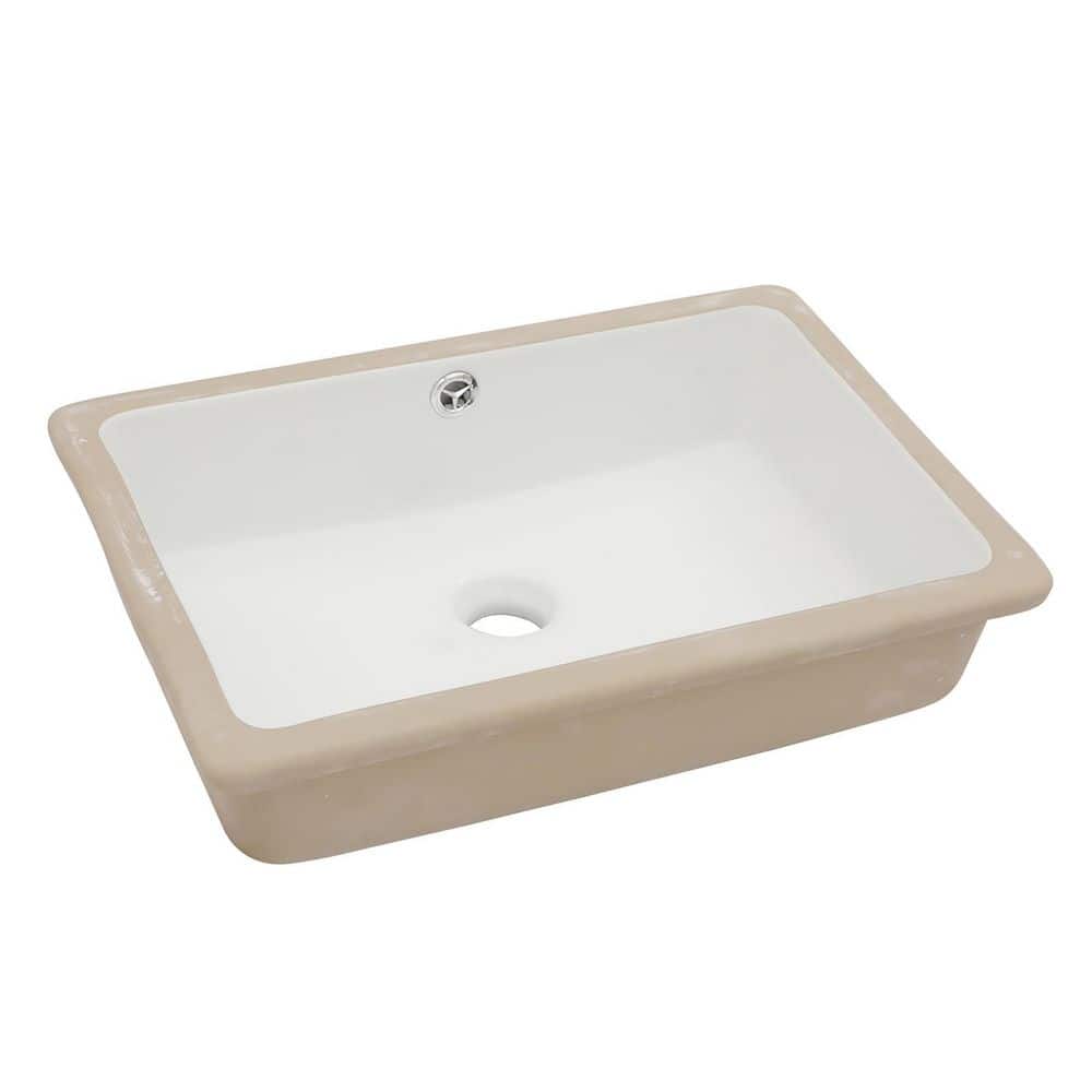 COWLOWN 18 in. Rectangular Undermount Bathroom Sink with Overflow in White Ceramic (1)