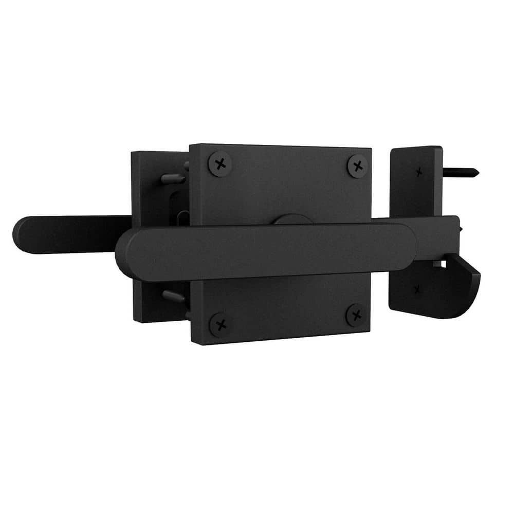 Unbranded Heavy Duty Double Side Gate Latch Self-Locking Black Powder Coated Aluminum Alloy for Left Inswing Fence Door (1)
