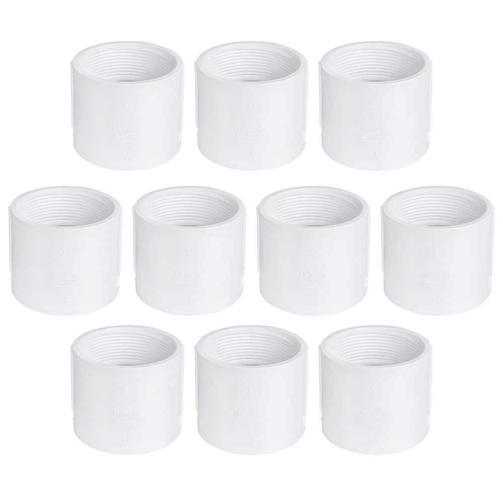 PLUMBFLEX 4 in. White PVC DWV Female Adapter, Threaded FPT x Hub Drain, Waste and Vent Fitting (10-Pack) (1)