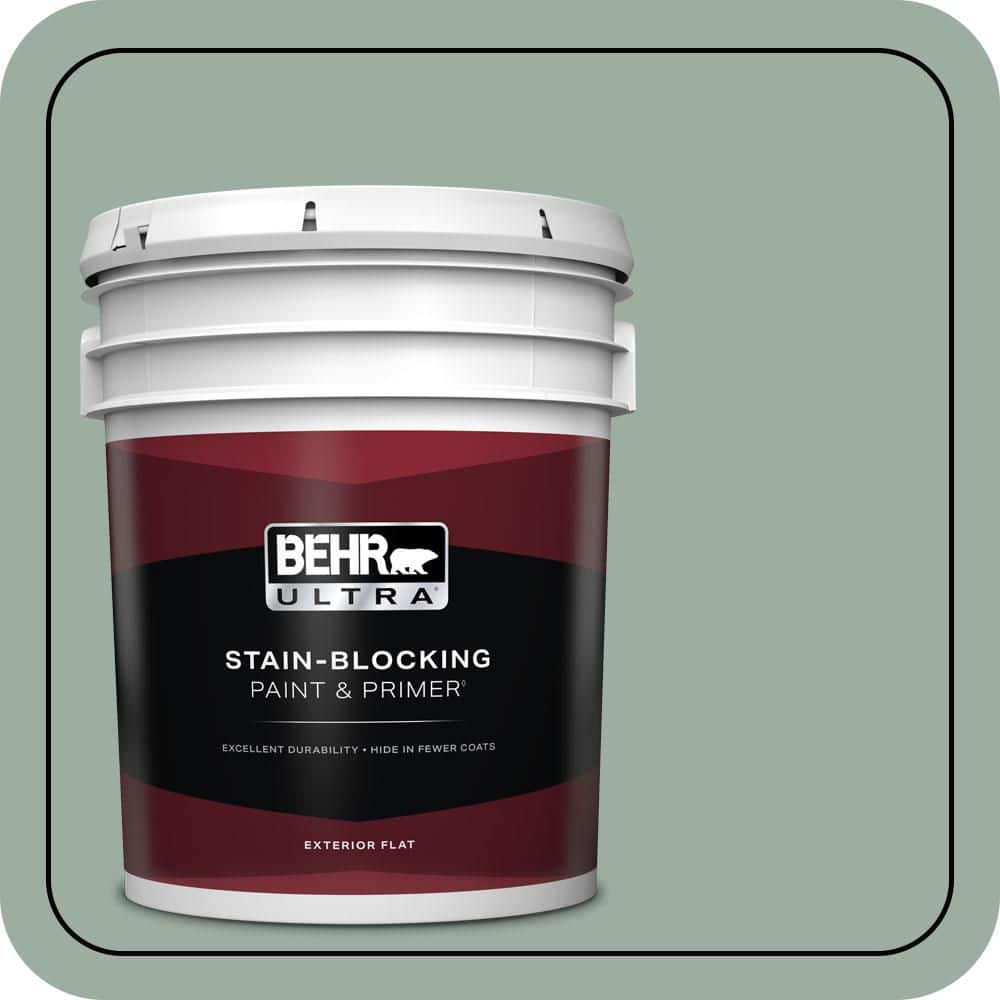 BEHR ULTRA 5 gal. #N420-3 Misty Moss Flat Exterior Paint & Primer