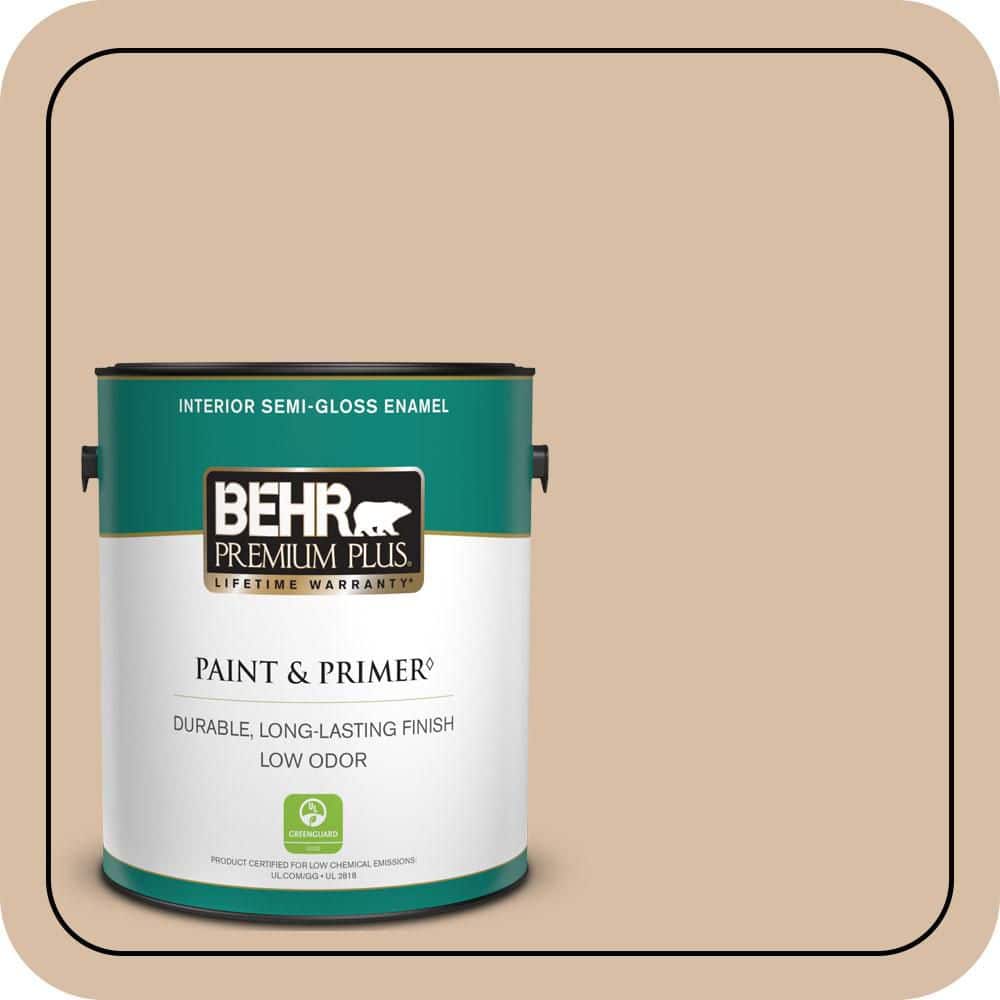 BEHR PREMIUM PLUS 1 gal. #S240-3 Ash Blonde Semi-Gloss Enamel Low Odor Interior Paint & Primer