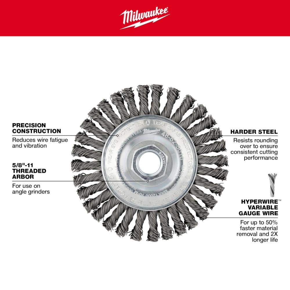Milwaukee 4 in. x 5/8-11 in. Stainless-Steel Stringer Wheel (3)