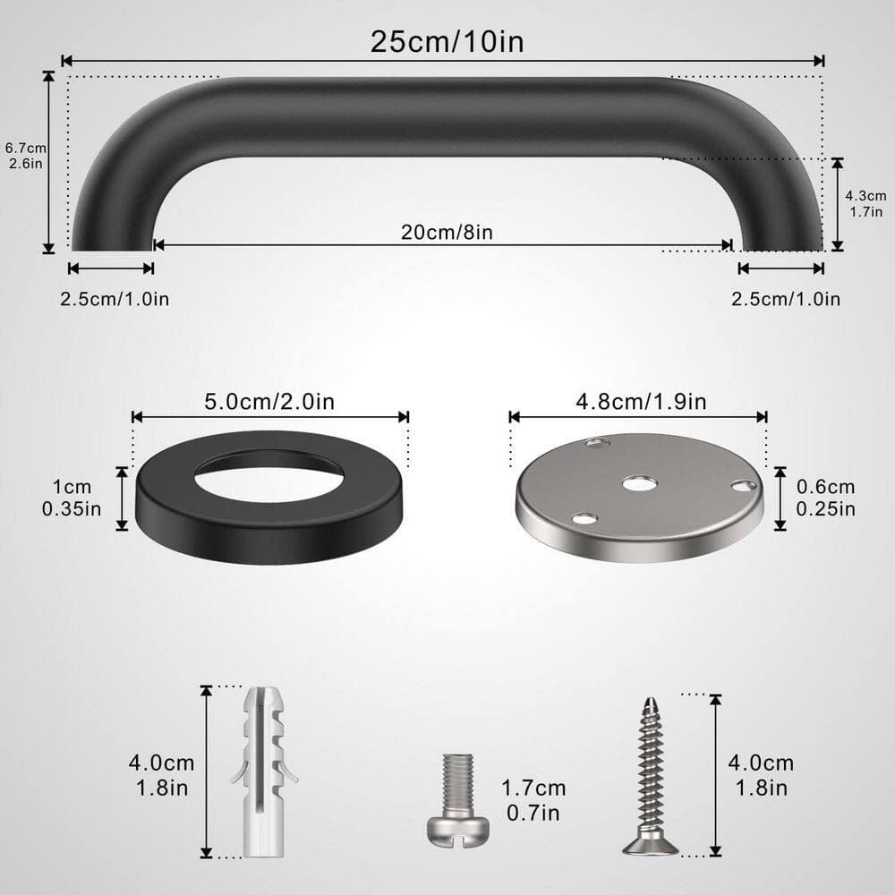 Afoxsos 12 in. Matte Black 304-Stainless Steel Safety Grab Bar for Stairs Garage Basement Bathroom Porch Steps 2-Pack (2)