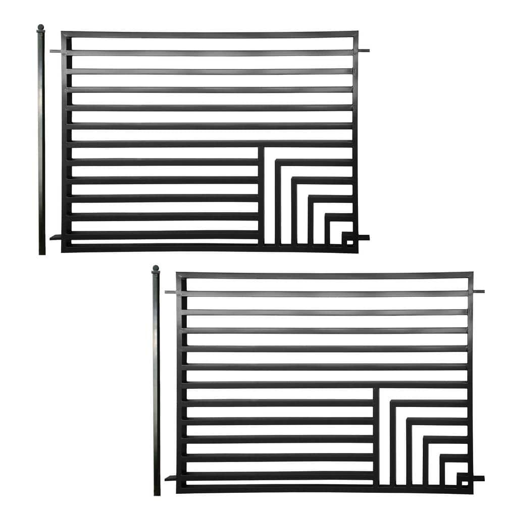 ALEKO 16 ft. x 5 ft. Florence Style Security Fence Panels Steel Fence Kit 2-Panel Gate Fence (1)