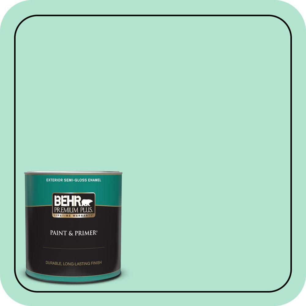 BEHR PREMIUM PLUS 1 qt. #P420-2 Crystal Rapids Semi-Gloss Enamel Exterior Paint & Primer