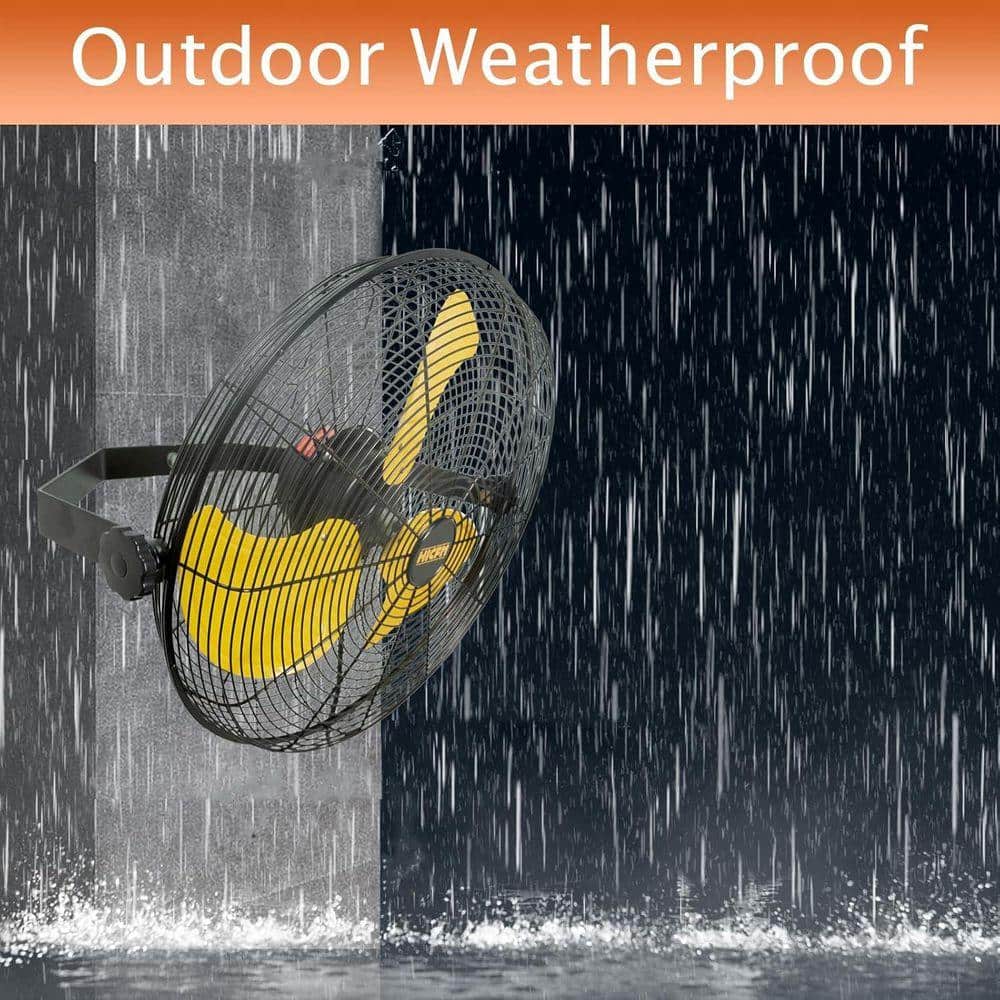 WOCK HICFM 20 in. Yellow Outdoor Wall Mounted Fan, 5100 CFM 3-Speed, IP44 Motor, GFCI Plug, for Patio, Workstation, UL Listed (2)