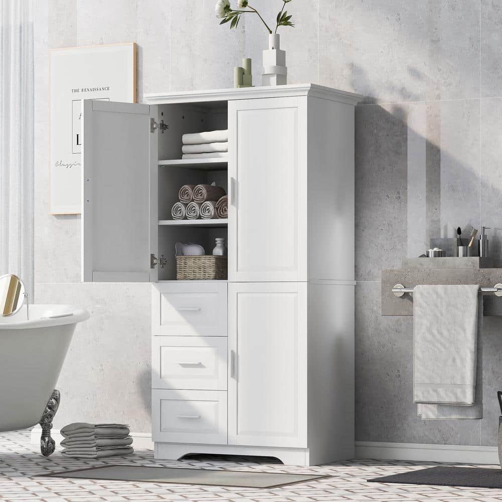 Unbranded High-Quality 33 in. W 18.1 in. D 62 in. H Linen Cabinet with Adjustable Shelves and Anti-Tip Device (3)