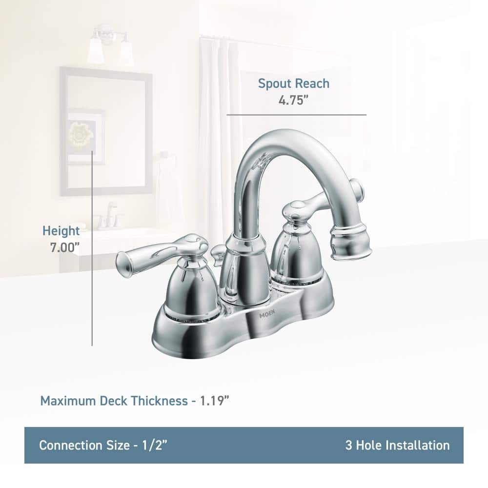 MOEN Banbury 4 in. Centerset Double Handle Bathroom Faucet Combo Kit with 3-Piece Hardware Set in Spot Resist Brushed Nickel (3)