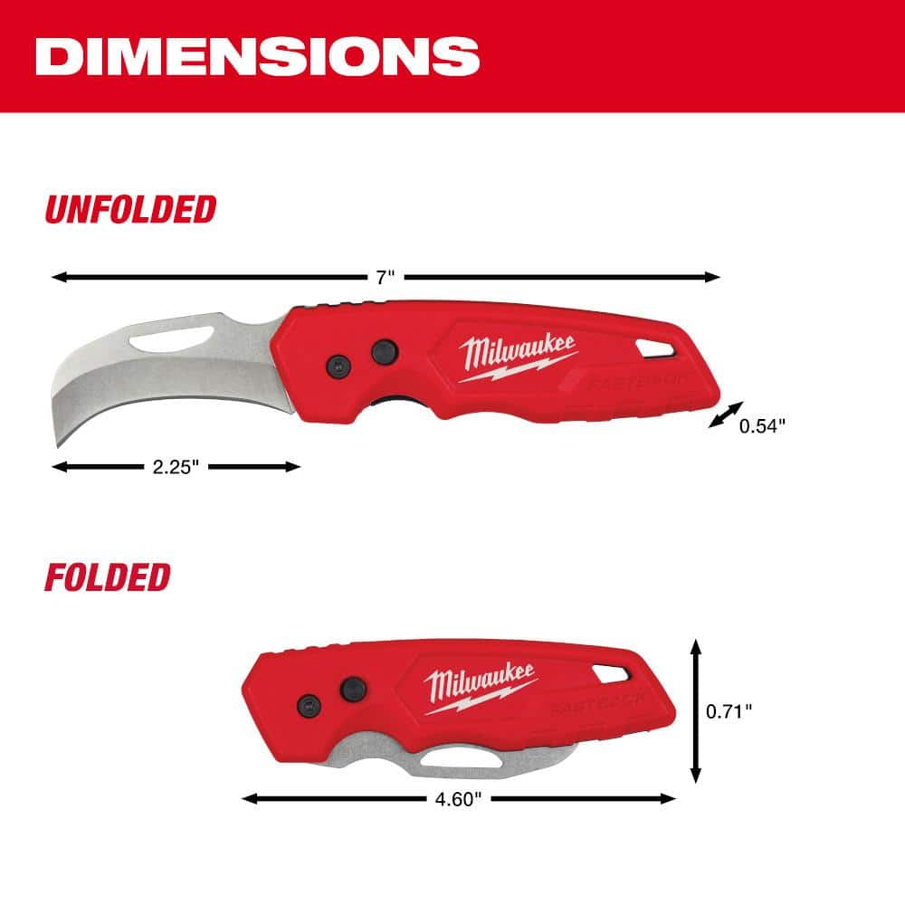Milwaukee 2.45 in. FASTBACK Stainless Steel Hawkbill Folding Knife with Blade (3)