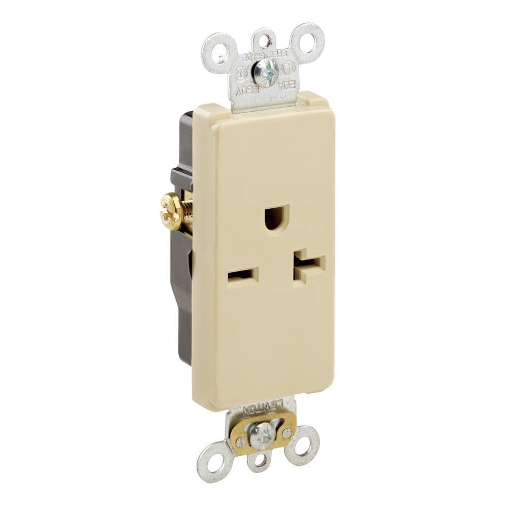 Leviton Decora Plus 250 V NEMA 6-20R Single Outlet/Receptacle, Light Almond 16441-T (1)