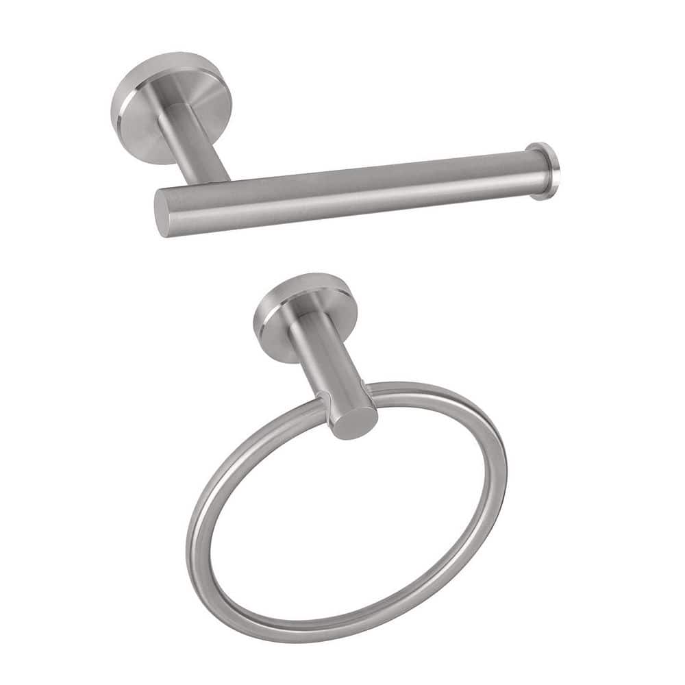 LAIFUCAM 2 Piece Bathroom Hardware Set with Towel Ring and Toilet Paper Holder in Brushed Nickel Stainless Steel Finish (1)