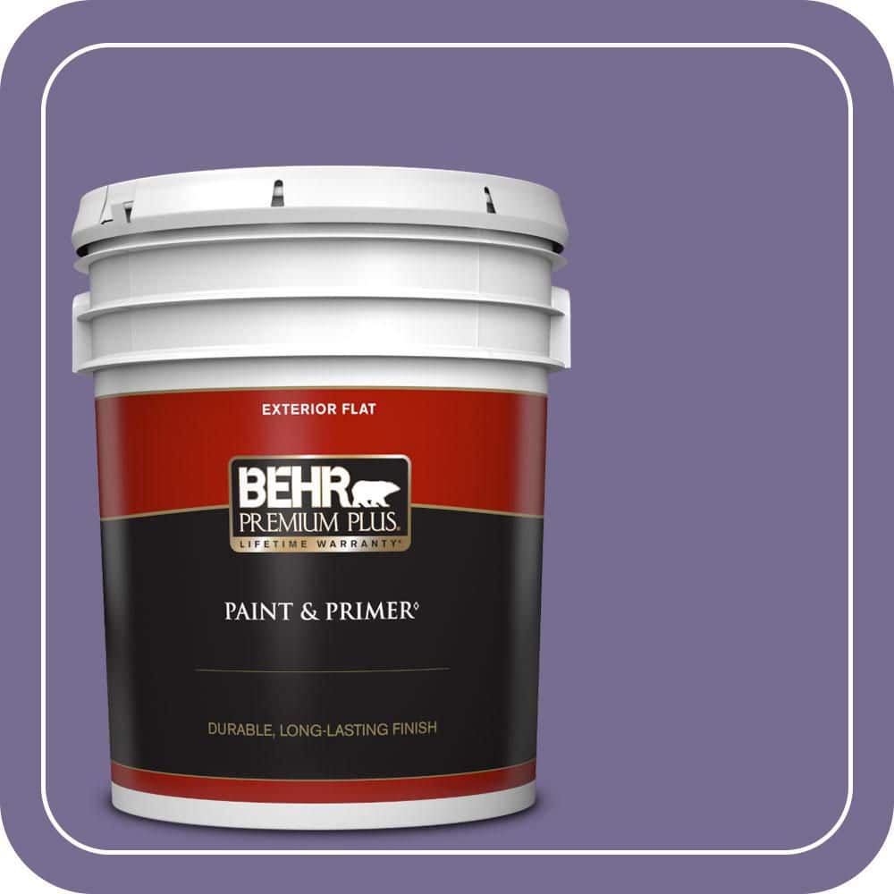 BEHR PREMIUM PLUS 5 gal. #650D-6 Purple Silhouette Flat Exterior Paint & Primer
