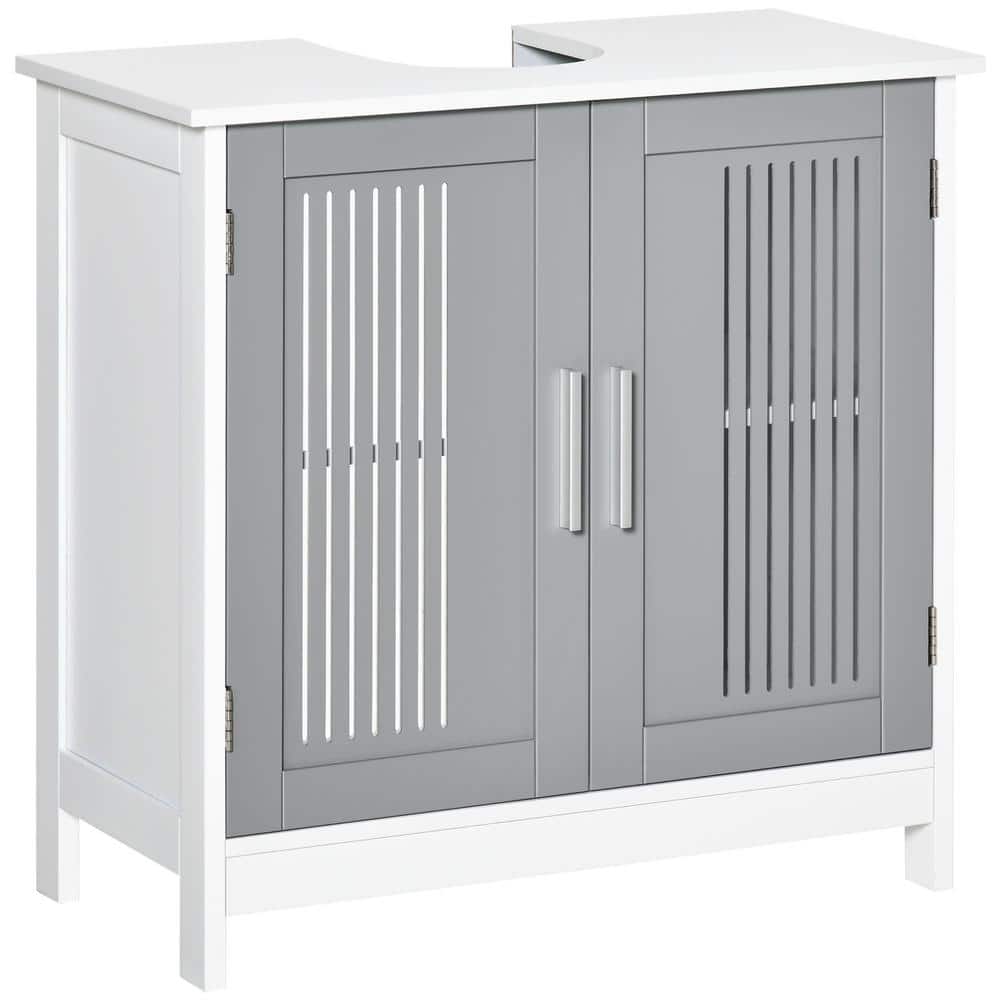 Unbranded 23.5 in. W x 11.75 in. D x 23.5 in. H Bath Vanity Cabinet without Top in White & Gray with 2 Doors & Adjustable Shelves