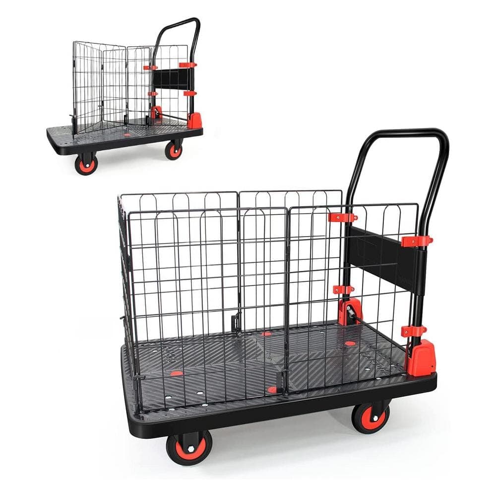 Tidoin 660 lbs. Foldable Platform Push Hand Truck Basket Cage Cart Industrial Use Cart (3)