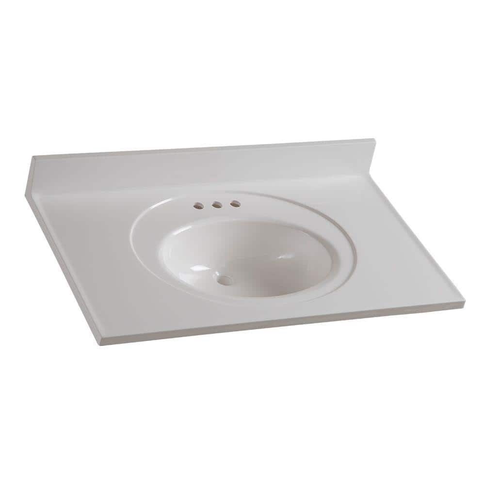Glacier Bay Newport 37 in. W 22 in. D Cultured Marble Round Single Sink Vanity Top (2)