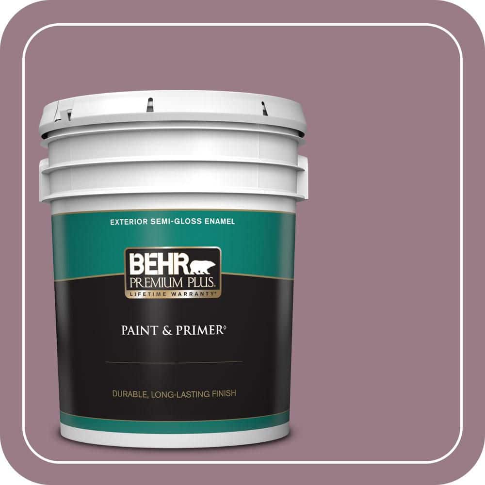 BEHR PREMIUM PLUS 5 gal. #T15-19 Mulberry Wine Semi-Gloss Enamel Exterior Paint & Primer