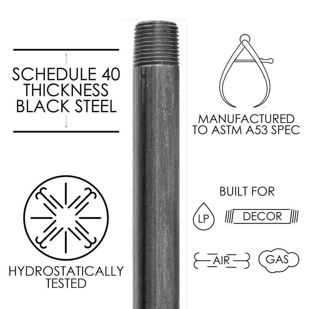 PIPE DECOR 1/2 in. 42 in. Black Industrial Steel Grey Plumbing Pipe (2)