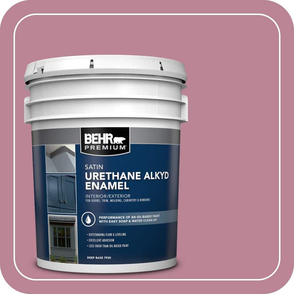 BEHR PREMIUM 5 gal. #BIC-19 Berry Blush Urethane Alkyd Satin Enamel Interior/Exterior Paint