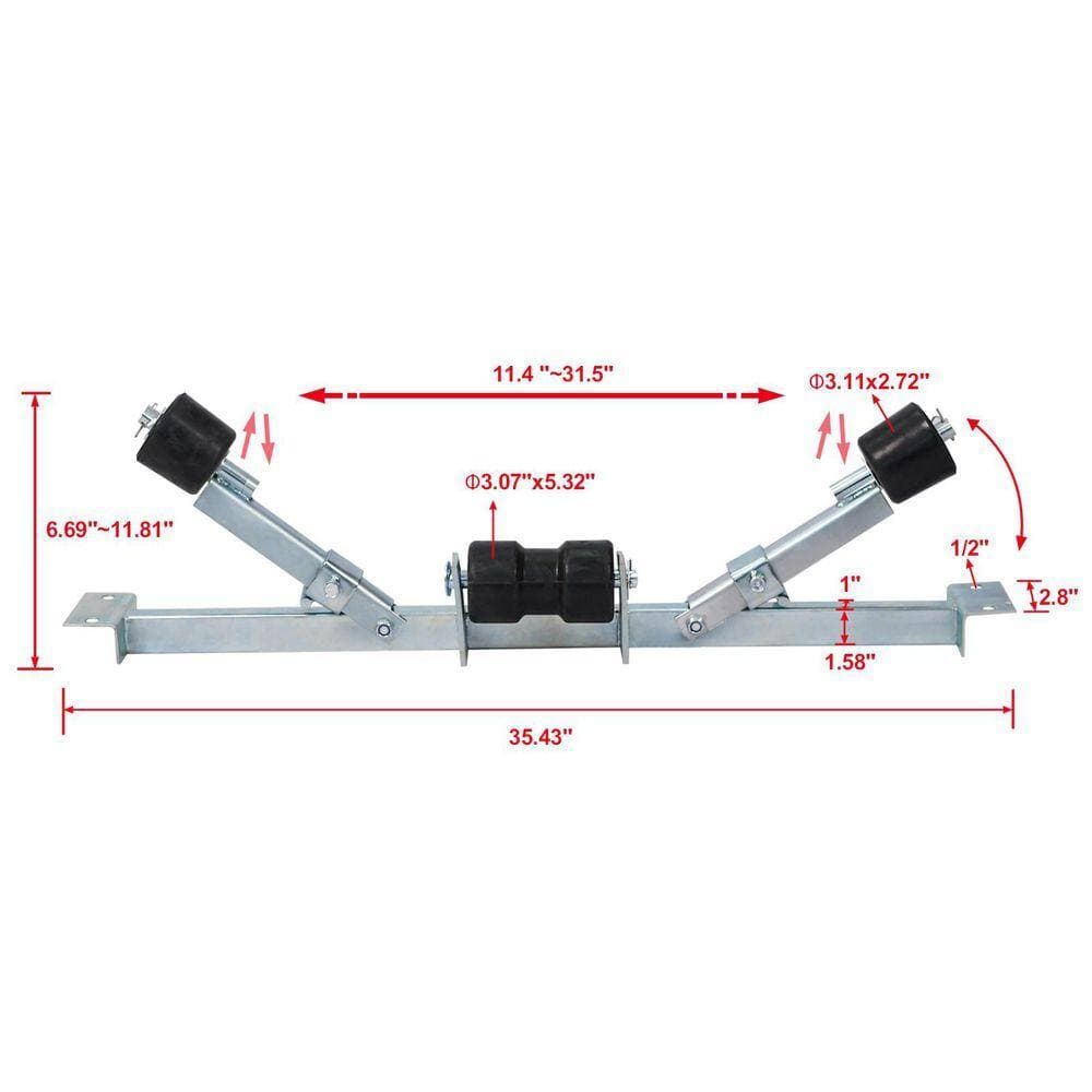 Miscool Ami Boat Trailer Support Bracket with Keel Rollers 1102lb Capacity (3)