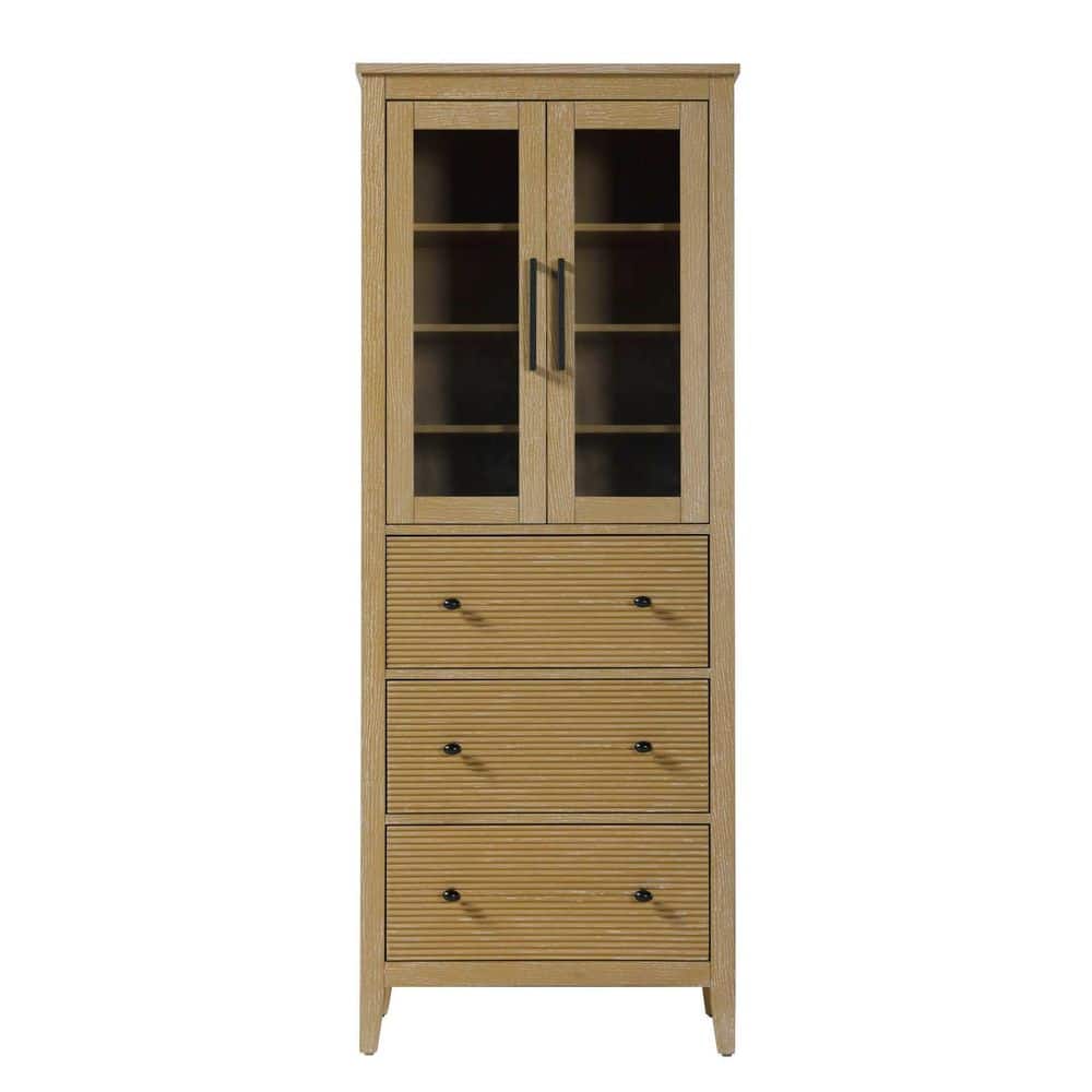 TIMELESS HOME 28 in. W x 18 in. D x 72 in. H Beige Freestanding Linen Cabinet (1)