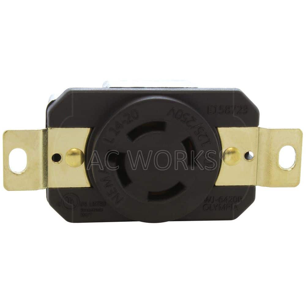 AC WORKS 20A 125/250V NEMA L14-20R Flush Mount Locking Outlet Industrial Grade Receptacle (3)