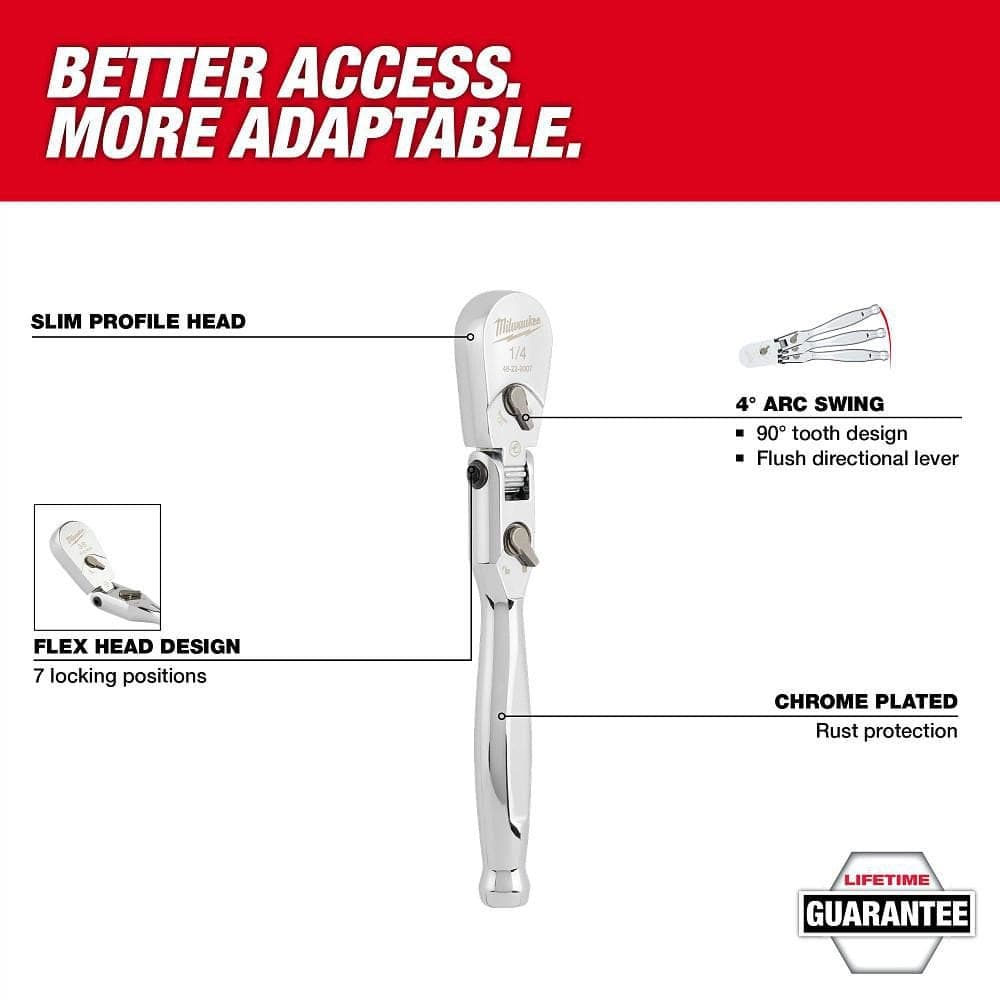 Milwaukee . Drive Flex Head Ratchet with . Drive Extension Set (5-Piece) (2)