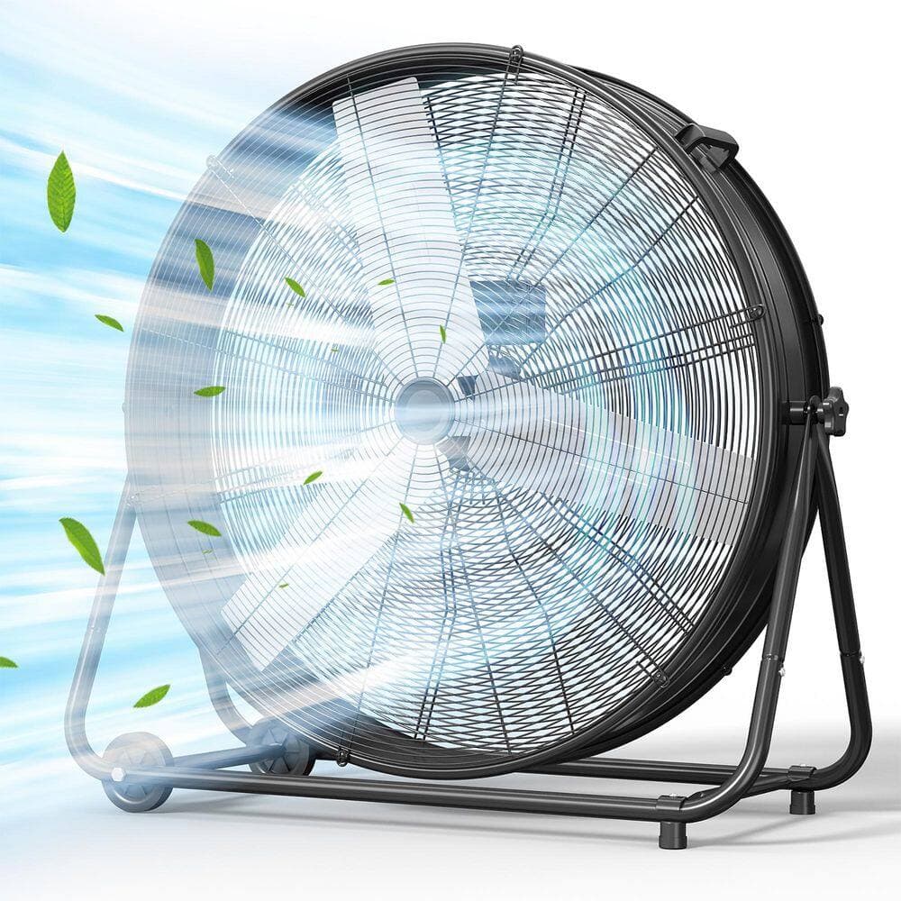 IHOMEadore 36 in. 3 Fan Speeds Drum Fan in Black with Adjustable Head (2)