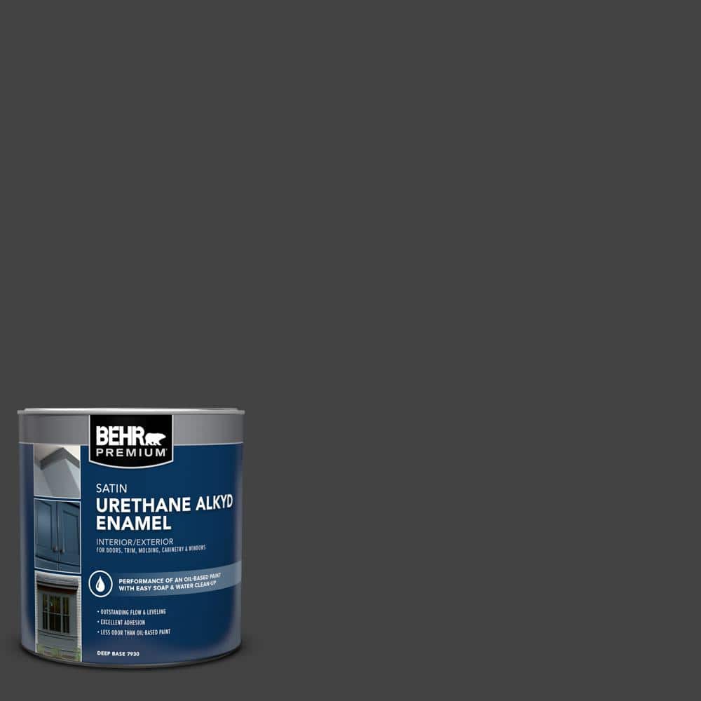 BEHR PREMIUM 1 qt. #S-H-790 Black Suede Satin Enamel Urethane Alkyd Interior/Exterior Paint (1)