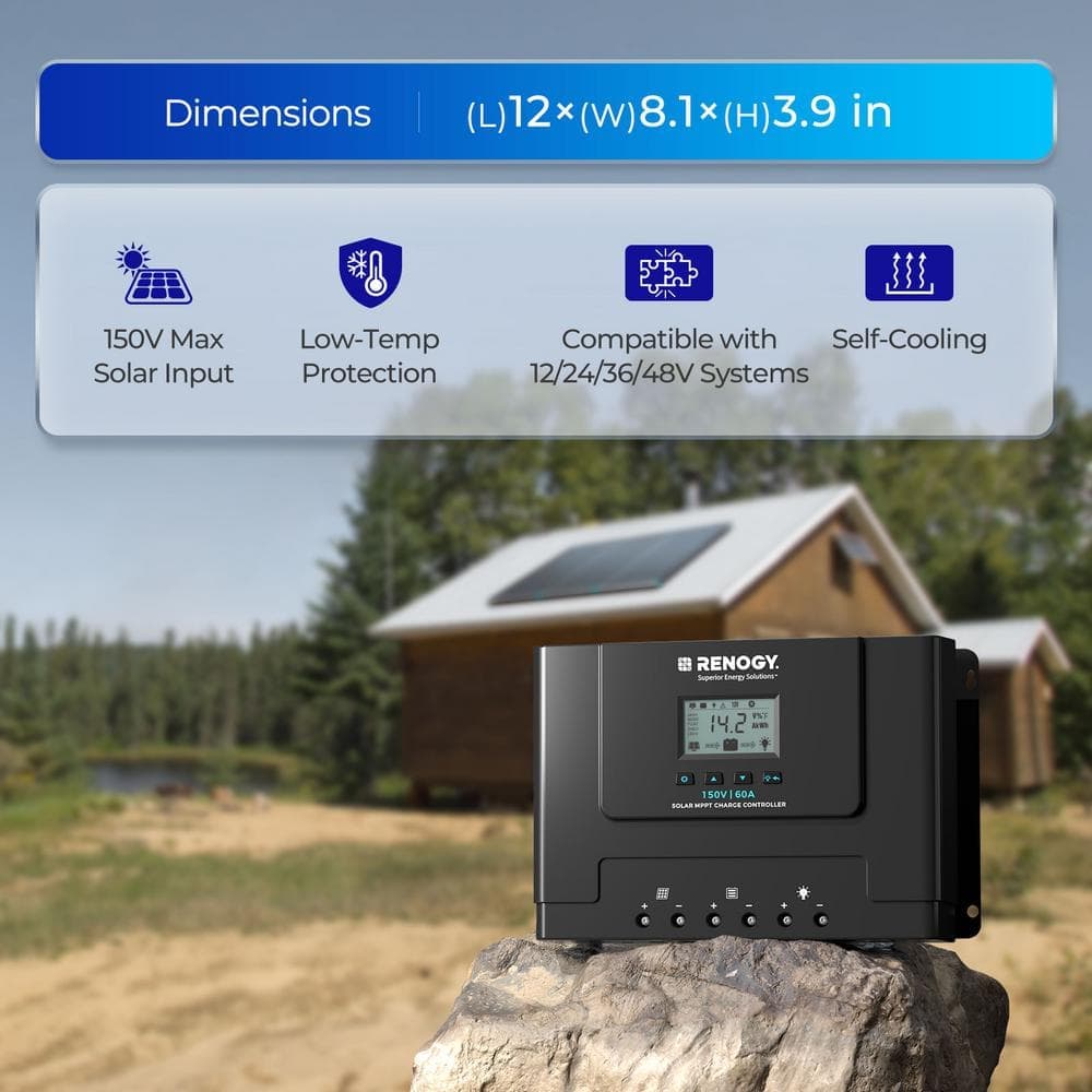 Renogy Rover Lite 12-Volt/ 24-Volt/ 36-Volt/ 48-Volt 60 Amp MPPT Solar Charge Controller (3)