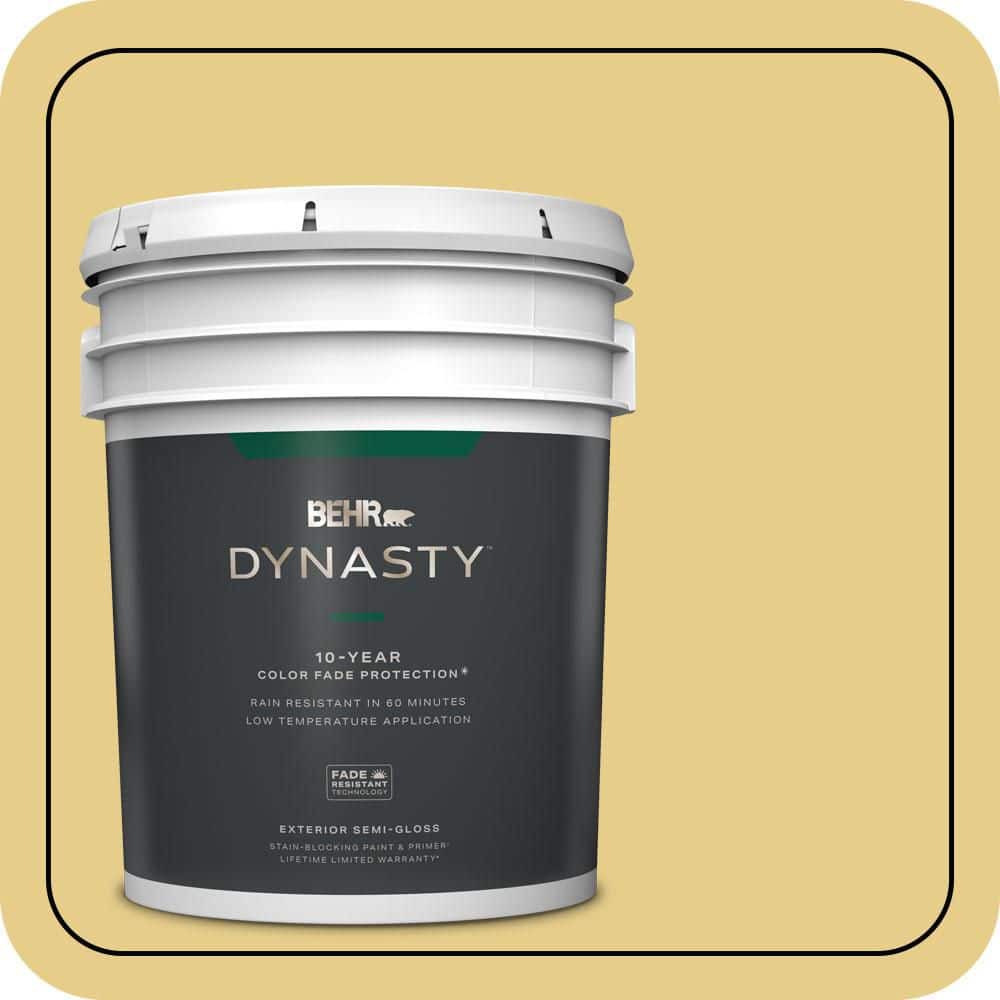BEHR DYNASTY 5 gal. #T12-6 Lol Yellow Semi-Gloss Enamel Exterior Stain-Blocking Paint & Primer