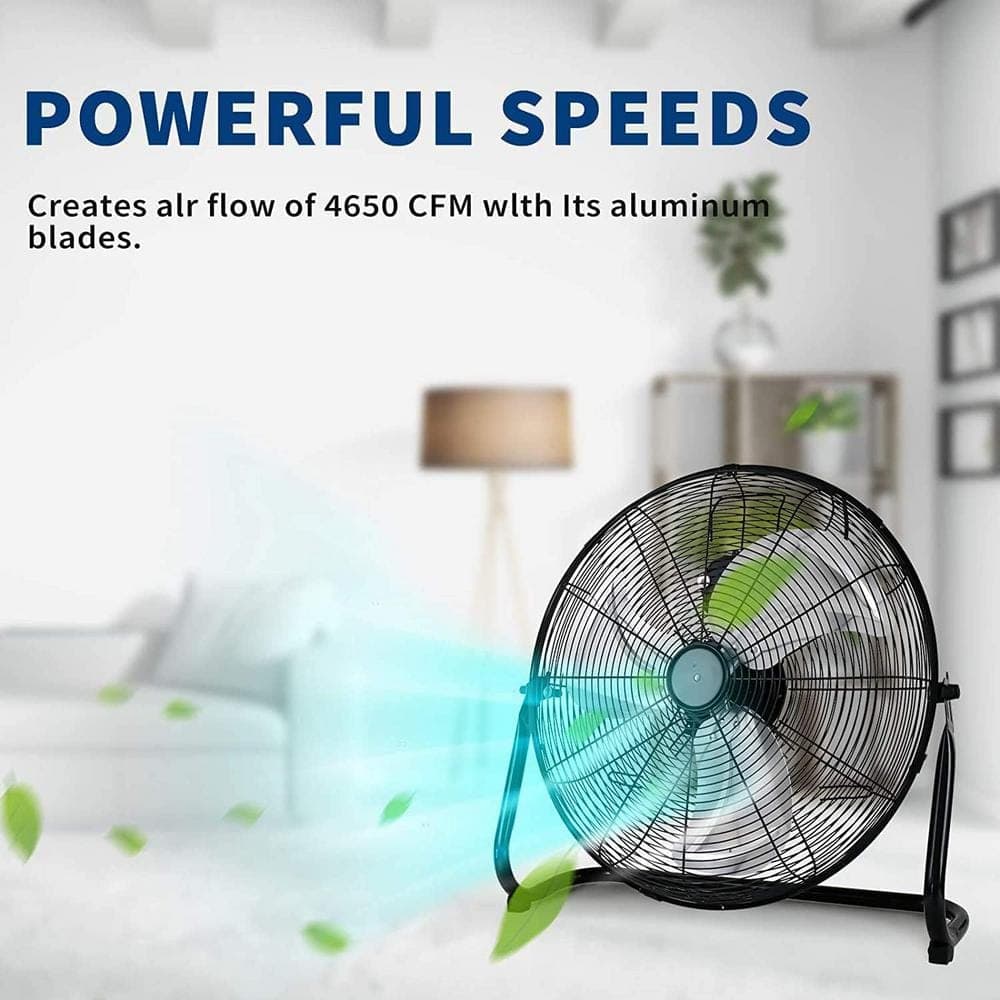 Adrinfly 20 in. 3 Speed High Velocity Heavy Duty Metal Industrial Floor Fans Oscillating Quiet for Home, Black (3)