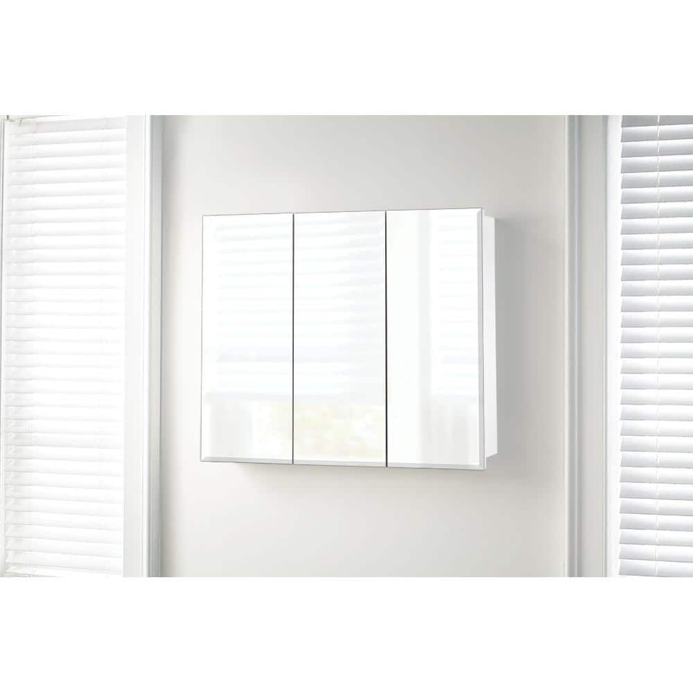 Glacier Bay 36.4 in. W x 30.2 in. H Rectangular Medicine Cabinet with Mirror in White with Adjustable Shelves (2)