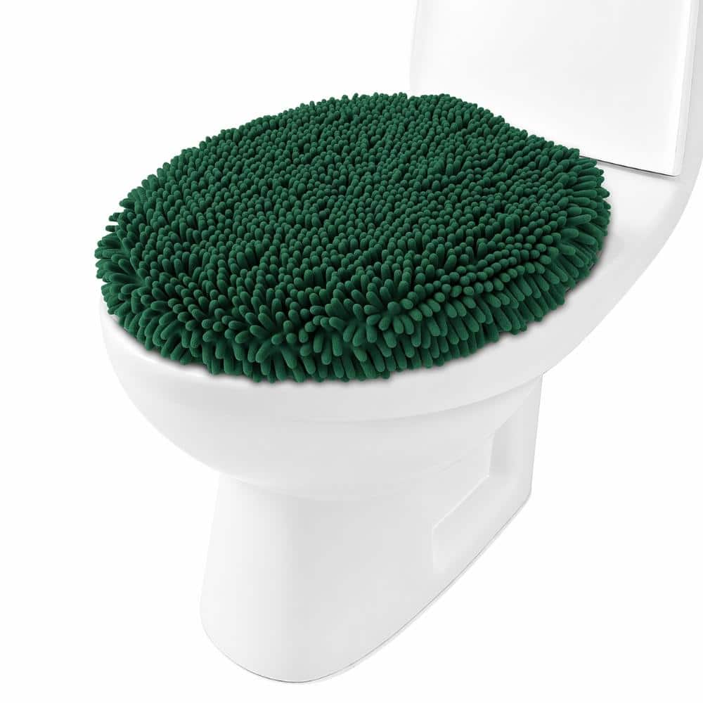 Unbranded Soft Chenille Toilet Lid Cover with Non-Slip Latex Backing, Machine Washable, Fits Round Elongated and Oblong Lids