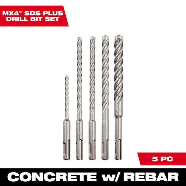 Milwaukee 4-Cutter SDS-PLUS Carbide Hammer Drill Bit Kit (5-Piece) (2)