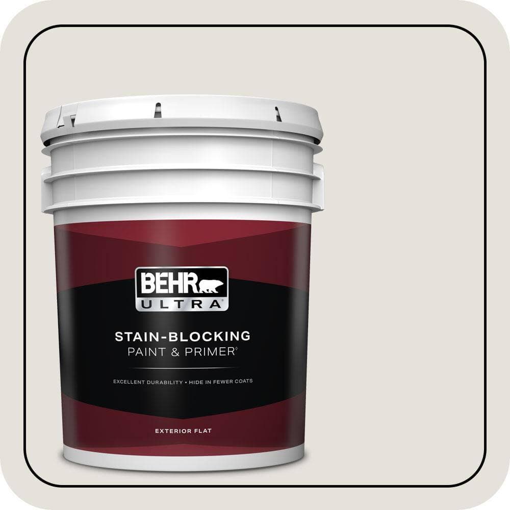BEHR ULTRA 5 gal. #PPU18-08 Painters White Flat Exterior Paint & Primer