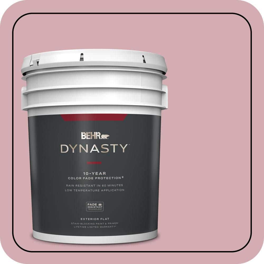 BEHR DYNASTY 5 gal. #S130-3 Ballet Rose Flat Exterior Stain-Blocking Paint & Primer
