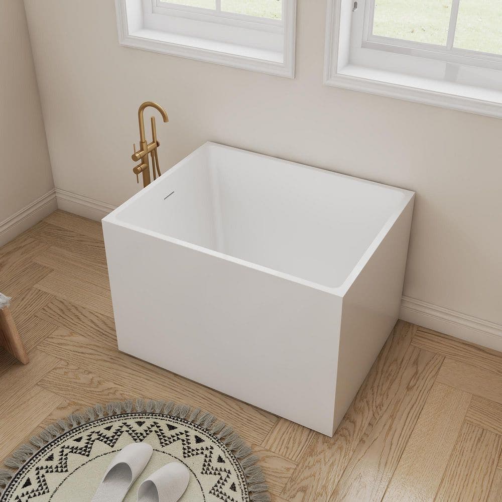 SJ STAR&JANE 35.4 in. x 27.5 in. Acrylic Flatbottom Freestanding Bathtub Soaking Bathtub in White (3)