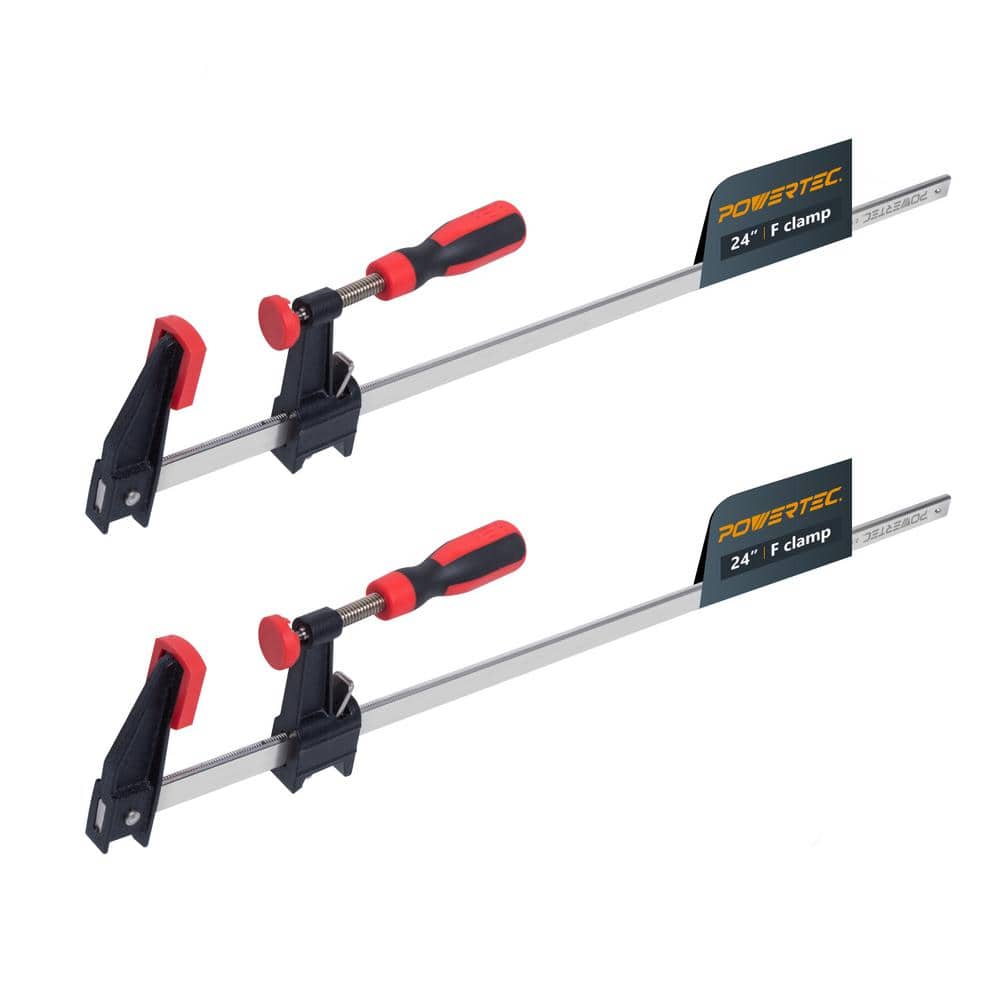 ‎POWERTEC 24 in. Bar Clamps w/ 600 lbs Loads Limit and 2-1/2 in. Throat Depth, F Clamp with Micro-Adjustment Handle (2-Pack) (1)