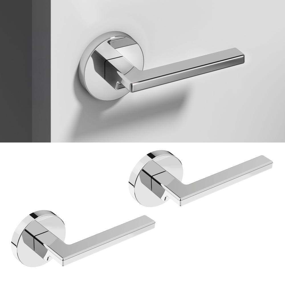 Okun Dune Metal Chrome Dummy Door Handle with Round Rosette 2-Pack (1)