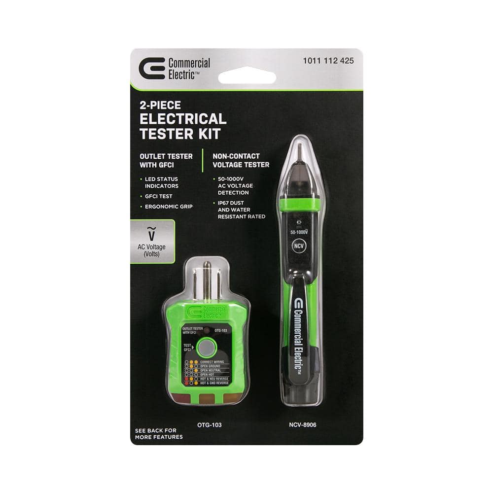 Commercial Electric Digital Non-Contact Voltage and GFCI Receptacle Tester Kit (2)