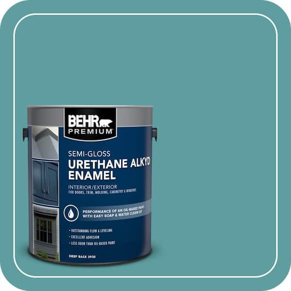 BEHR PREMIUM 1 gal. #PPU13-05 Bali Bliss Urethane Alkyd Semi-Gloss Enamel Interior/Exterior Paint (2)